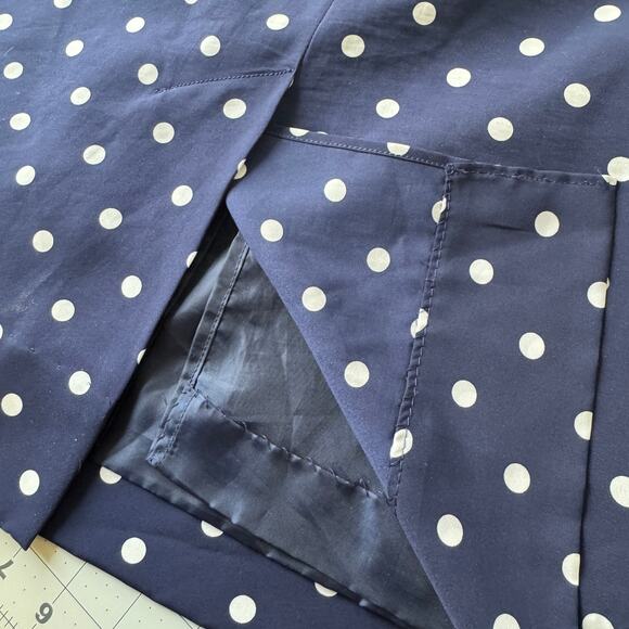Vintage 80s Navy Blue Polka Dot Skirt Handmade Pinup Pencil Petite Small - Picture 13 of 16
